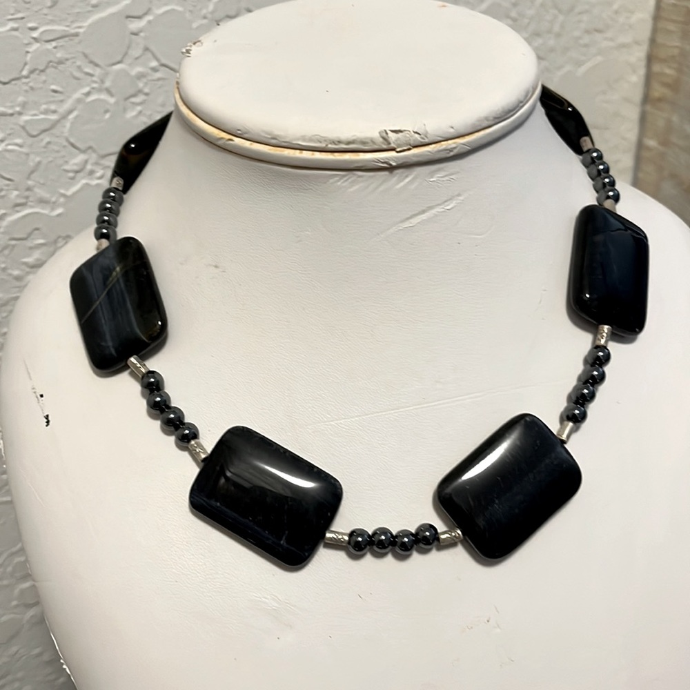 Handmade necklace of beautiful stone and silver accents